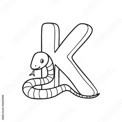 An illustration of kingsnake beside letter K