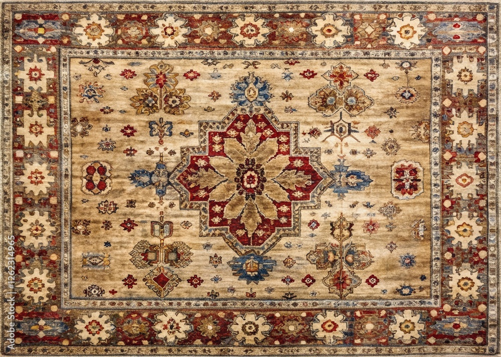 Hand-Knotted Rug with Parallel Lines: Elegant Home Decor Stock Photo Hand-Knotted Rug with Parallel Lines: Elegant Home Decor Stock Photo