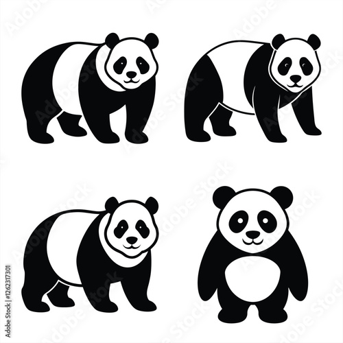 Cute Panda Silhouette Vector – Great for Branding & Graphics.