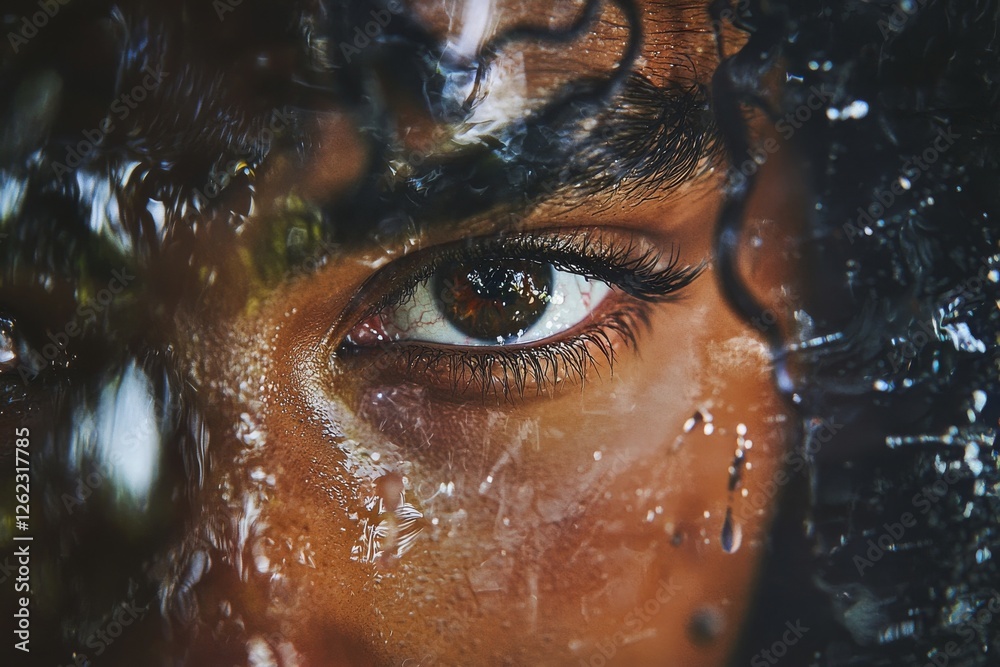 A close-up view of a womans eye reveals a diverse group reflected in her pupil, symbolizing an inclusive vision of equal rights A close-up view of a womans eye reveals a diverse group reflected in her pupil, symbolizing an inclusive vision of equal rights