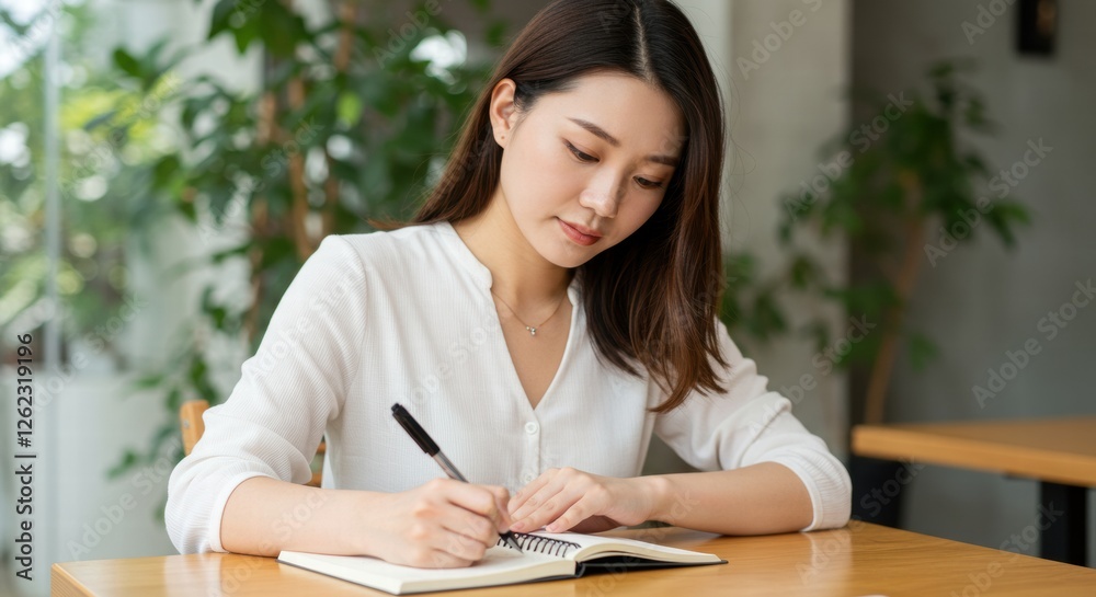 A Chinese student is seen seriously writing at his study desk. A Chinese student is seen seriously writing at his study desk.