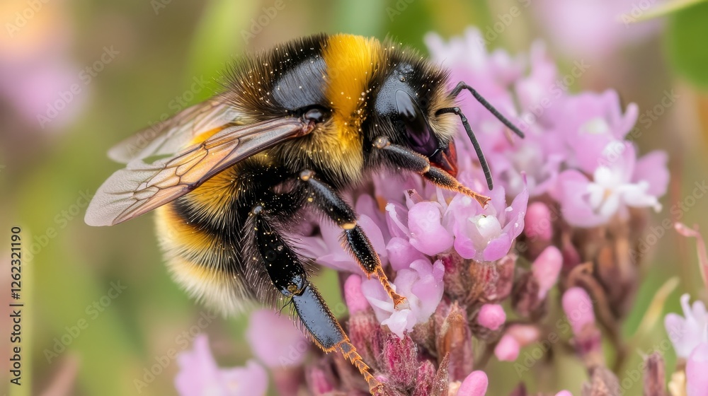 Close up of a vibrant bee collecting nectar. Natures diligent worker Close up of a vibrant bee collecting nectar. Natures diligent worker