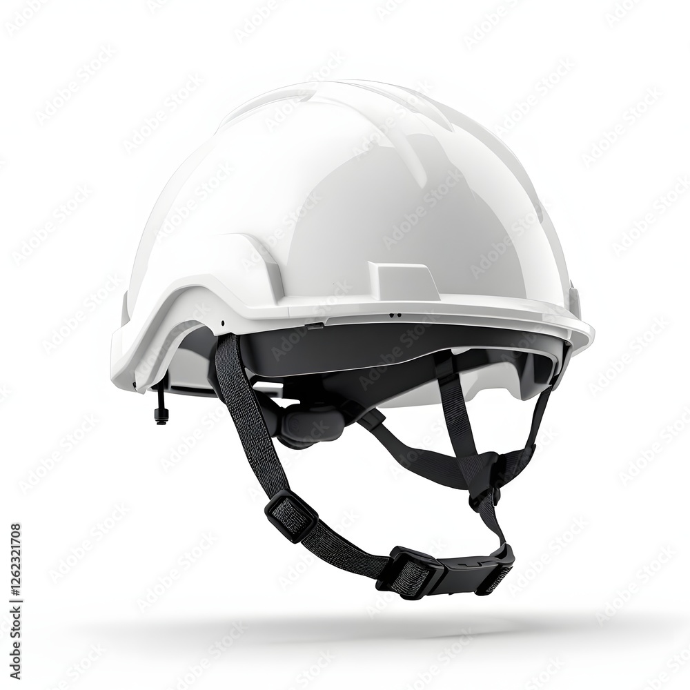 Fototapeta premium High visibility white safety helmet providing head protection concept