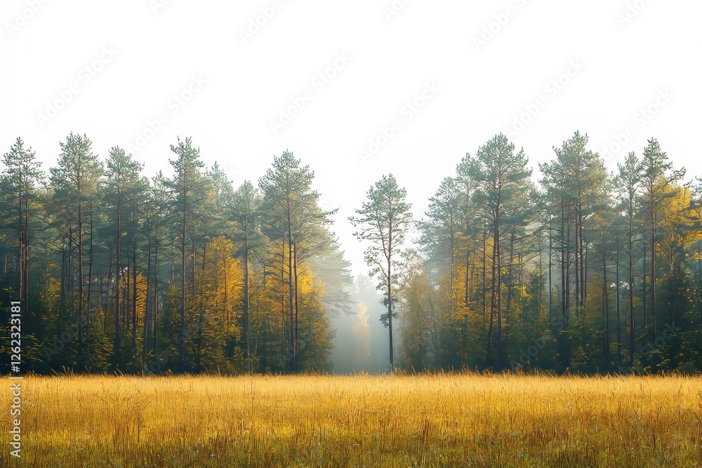 A high-definition image of a treeline isolated on a white background, featuring a forest and lush foliage in summer, with a row of trees and shrubs A high-definition image of a treeline isolated on a white background, featuring a forest and lush foliage in summer, with a row of trees and shrubs