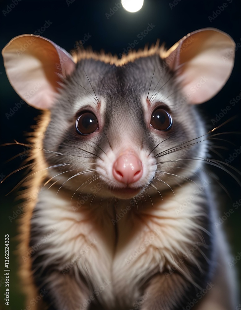 Obraz premium Portrait of Male Possum with Clear Eyes and Unique Facial Markings