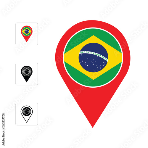 Brazil Location icon vector, Brazil GPS marker Icon Clip art, Brasília Location Map icon.