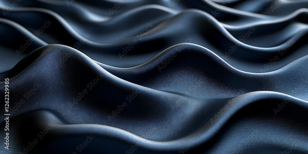Obraz premium Dark blue fabric waves, abstract background texture