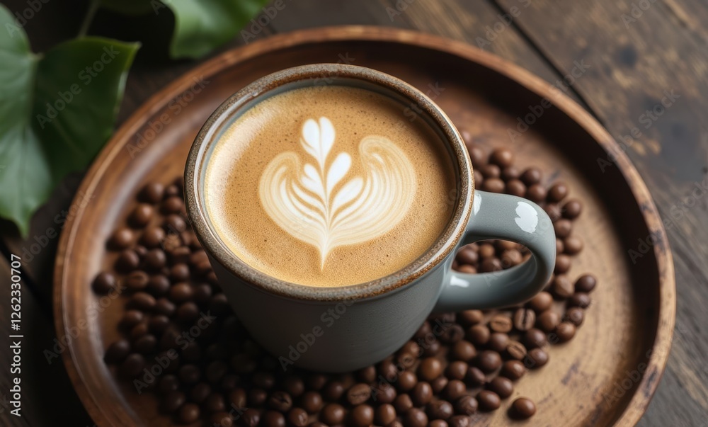 Delicious latte art in a cozy setting Delicious latte art in a cozy setting