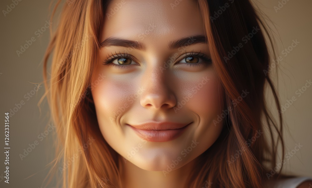 Smiling young woman with reddish-brown hair Smiling young woman with reddish-brown hair