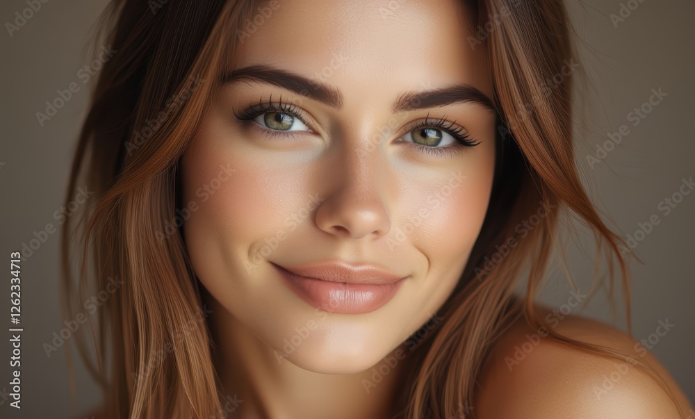 Smiling young woman with beautiful features Smiling young woman with beautiful features