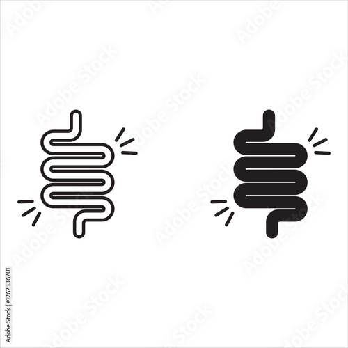 Gut constipation icon design,Intestines icon, symbol of digestion system flat style vector illustration . color editableIntestines icon.
