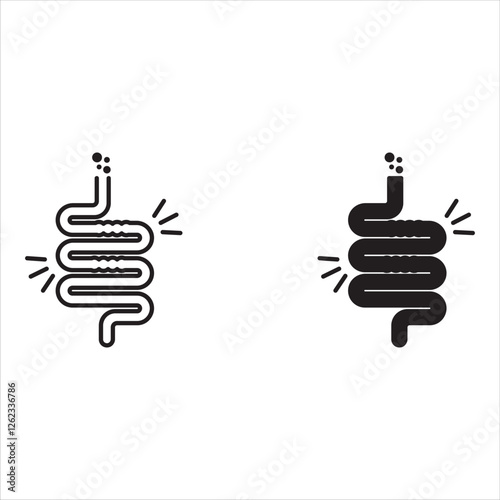 Gut constipation icon line art vector