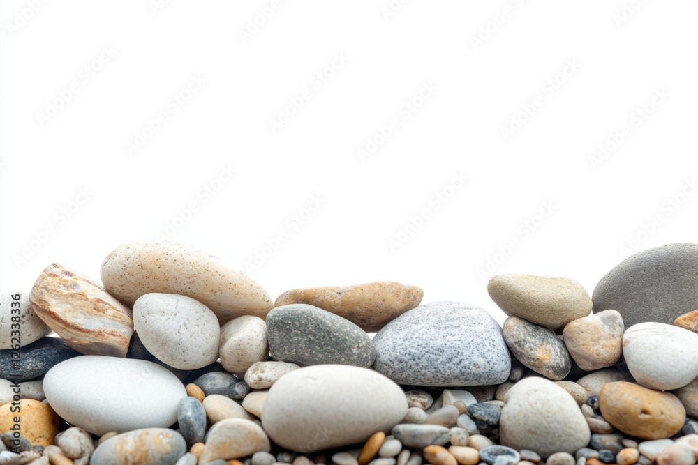 A collection of smooth, assorted pebbles in various colors and sizes on a white background, showcasing the beauty of natural stone textures and earthy tones. A collection of smooth, assorted pebbles in various colors and sizes on a white background, showcasing the beauty of natural stone textures and earthy tones.