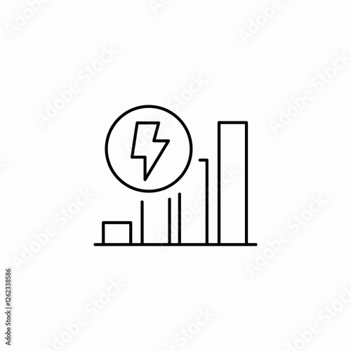 Power growth statistics icon vector sign