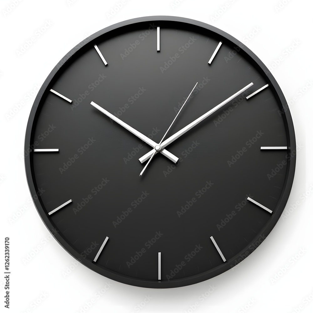 Minimalist black clock isolated, depicting time management and precision Minimalist black clock isolated, depicting time management and precision