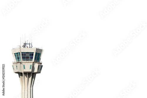 Air traffic control tower png format. Airport control tower on transparent background. Aviation idea concept.