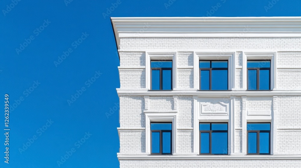 White Building Exterior Under a Clear Blue Sky White Building Exterior Under a Clear Blue Sky