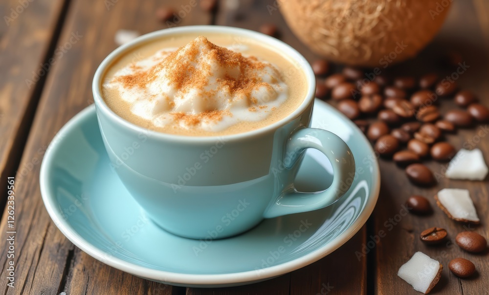 Aromatic coffee in a blue cup Aromatic coffee in a blue cup
