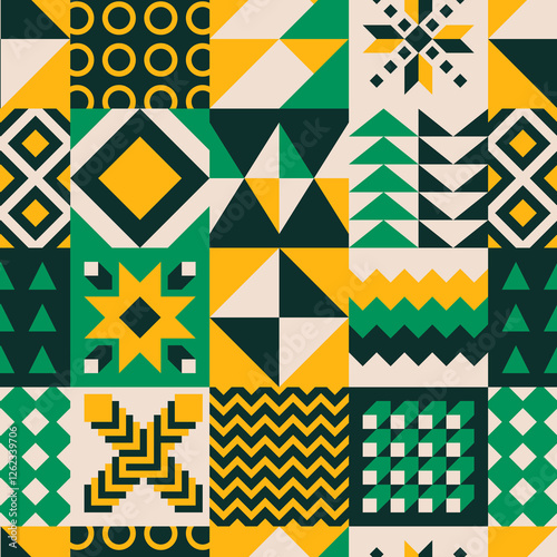 Seamless Pattern Design with Geometric Shapes – Perfect for Home Textiles, Fabric Design, Wall Decor, Scrapbooking, Digital Paper, Notebooks, and More