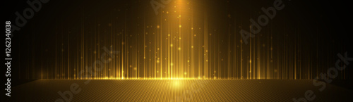 7. Gold light ray, stage scene - luxury - premium award - black bg