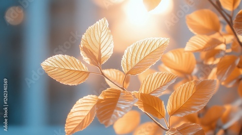 Golden leaves glowing in the warm sunlight during a peaceful autumn afternoon...