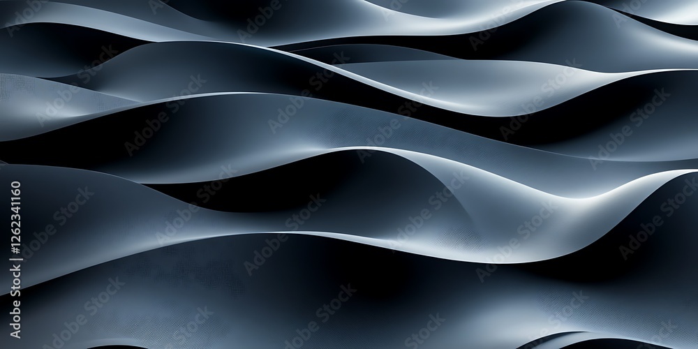 Fototapeta premium Abstract dark gray waves, flowing design, background texture, website banner