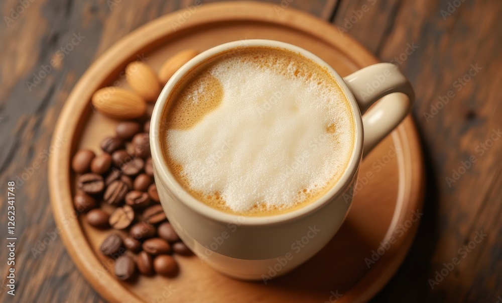 Coffee mug with almond and beans Coffee mug with almond and beans