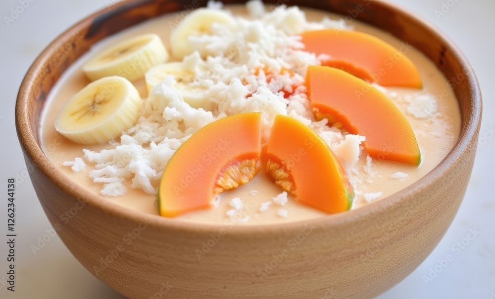 Delicious fruit bowl with bananas and papaya Delicious fruit bowl with bananas and papaya