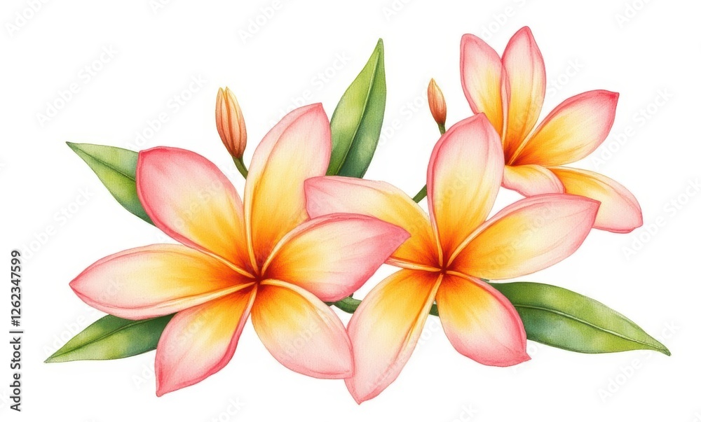 Vibrant pink and orange plumeria flowers Vibrant pink and orange plumeria flowers