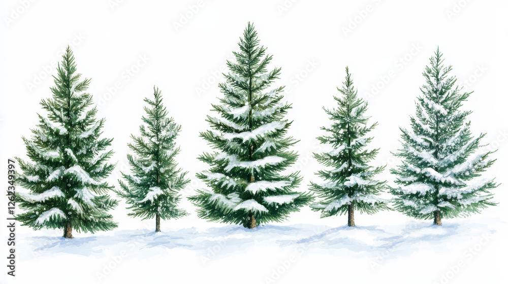 Set of new year pines for christmas holiday design. Vector version also available in gallery Set of new year pines for christmas holiday design. Vector version also available in gallery