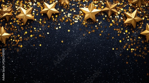 Golden stars and glitter create a festive atmosphere for celebrations and spe...