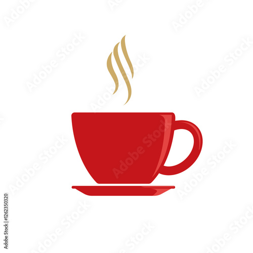 simple hot coffee on red mug 