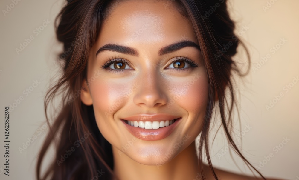 Smiling woman with brown eyes Smiling woman with brown eyes