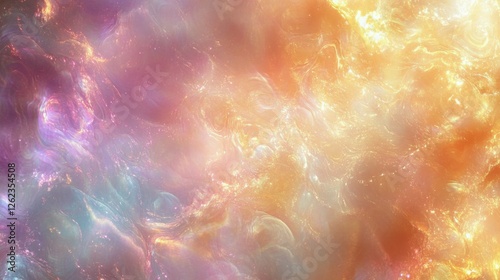 Colorful silk fabric with iridescent sheen reflecting light in abstract form ...