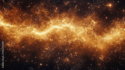 Stunning view of a golden cosmic dust cloud in the depths of outer space