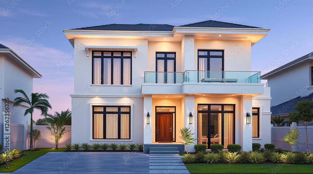 Fototapeta premium Newly Constructed House with Modern Architecture – Generative AI