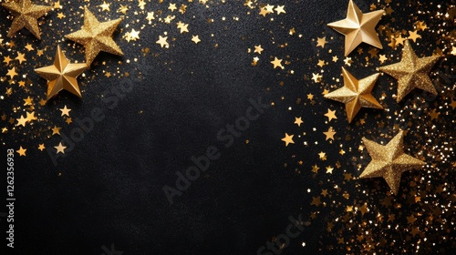 Golden stars and glitter create a festive atmosphere for celebrations and spe...