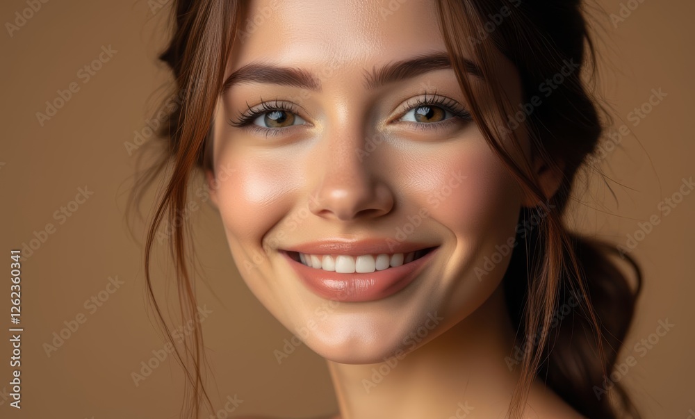 Smiling female with long brown hair Smiling female with long brown hair