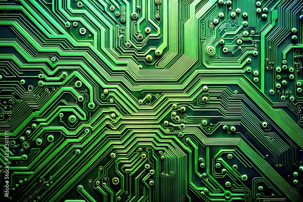 Minimalist green circuit board, abstract pattern photography. Minimalist green circuit board, abstract pattern photography.