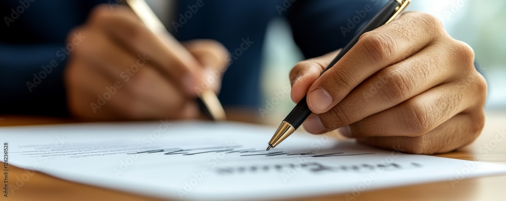 Signing Business Contract Document And Paper, Generative AI Signing Business Contract Document And Paper, Generative AI