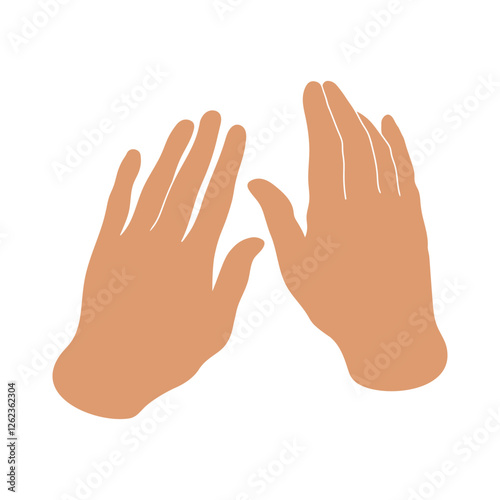 Abstract human hands stroking something. Emblem of hands isolated on white background. Vector illustration