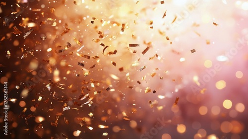 Golden confetti sparkles falling during a celebration in a festive atmosphere