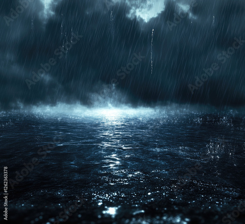 Stormy Ocean Rain at Night photo