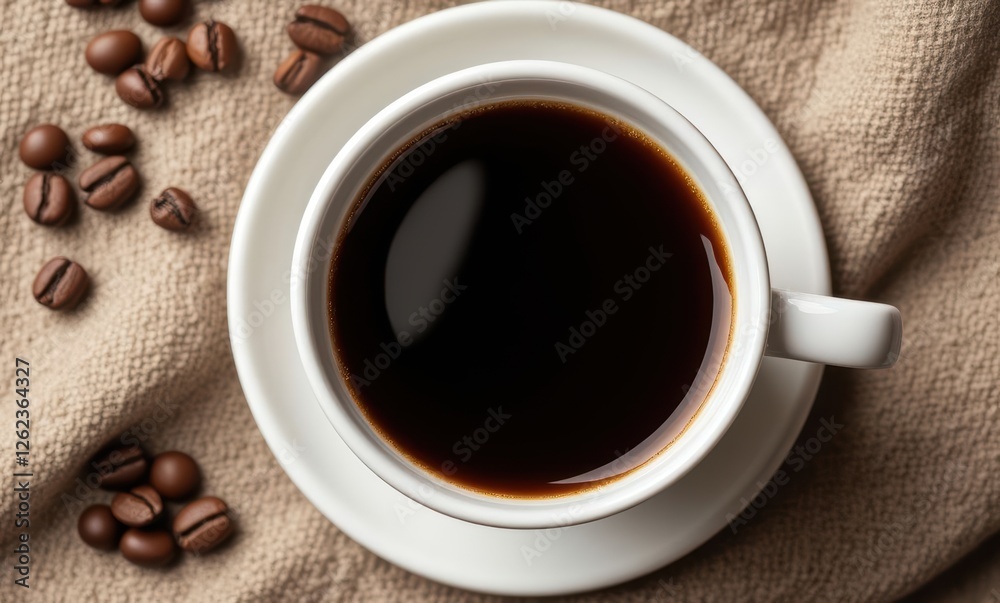 Delicious black coffee in a white cup Delicious black coffee in a white cup