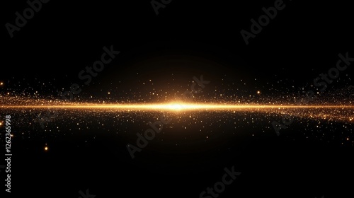 Light bursts with golden particles illuminating dark space during cosmic display