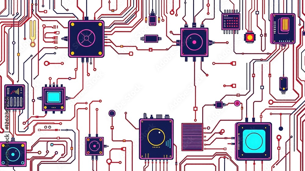 Fototapeta premium Vintage Schematic Diagrams of Electronic Parts