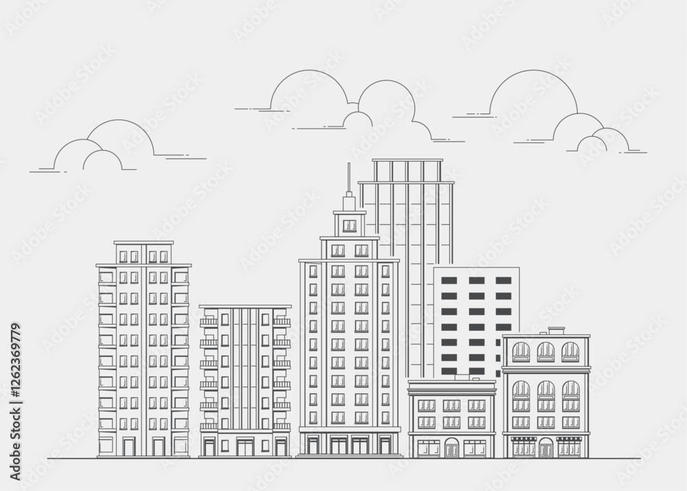 Obraz premium building city landscape line design