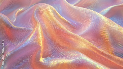 Shimmering pink and orange fabric creates a soft and vibrant texture in brigh...