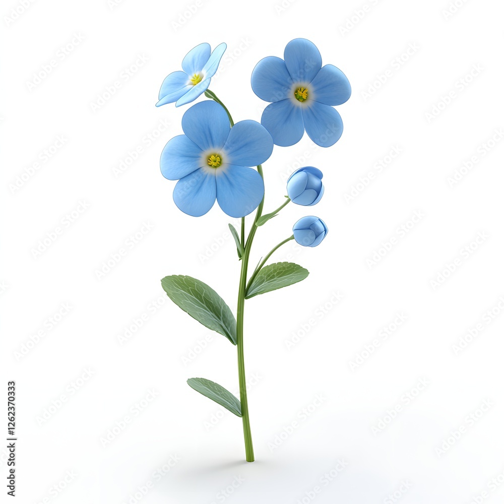 Delicate Forget-Me-Not Bloom, A Study in Serene Blue and Verdant Green Delicate Forget-Me-Not Bloom, A Study in Serene Blue and Verdant Green