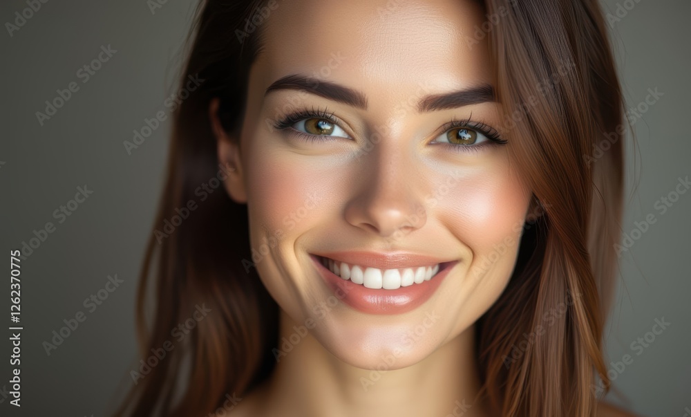 Smiling young woman with brown hair Smiling young woman with brown hair